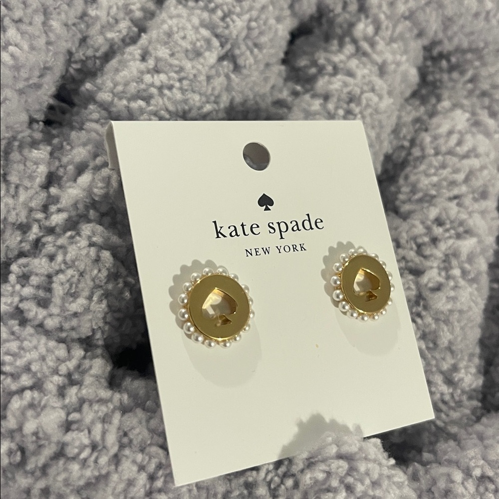 Kate Spade Gold and White Stud Earrings